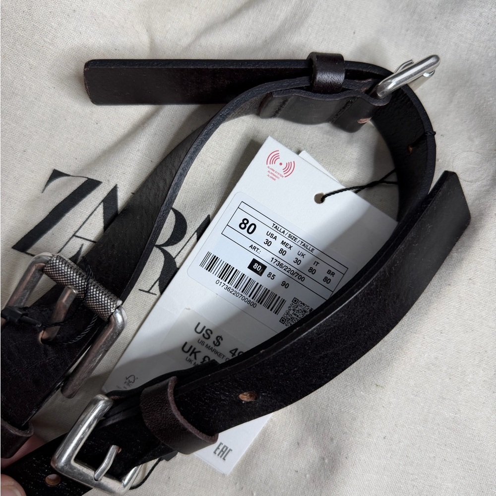 NWT Zara Woman Accessories 100% LEATHER COMBINED CHAIN BELT Size 32 - Picture 6 of 12